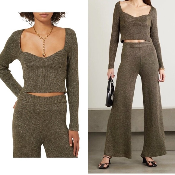 STAUD Tops - STAUD Cerro Long Sleeve Metallic Knit Sweater Top, Size L